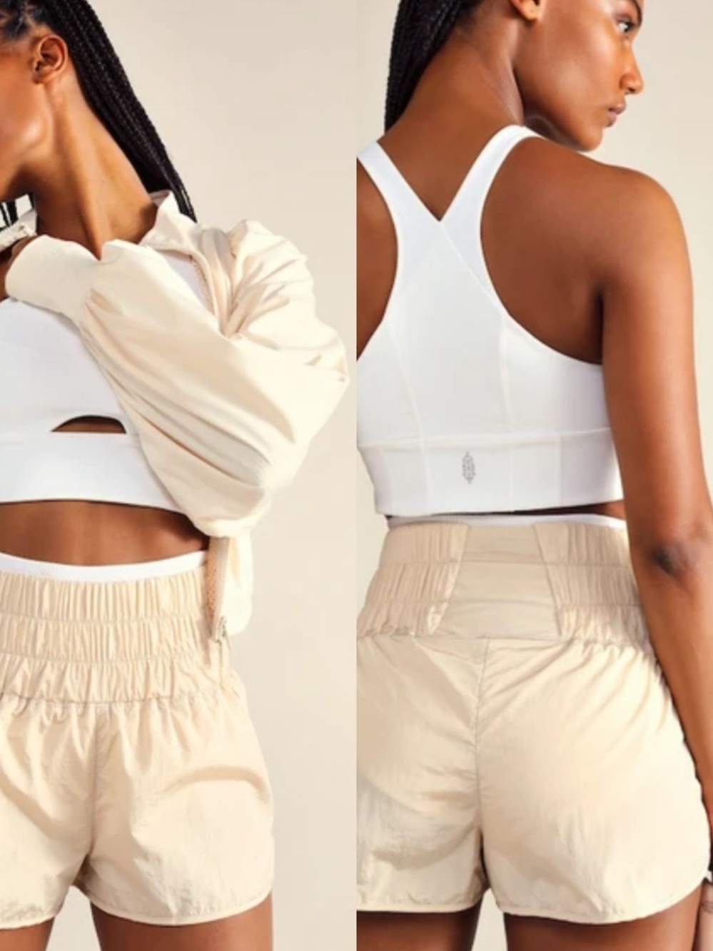 Free People Movement Tahitian Vanilla High Waist Way Home Smock Waist Shorts XS - Picture 3 of 11